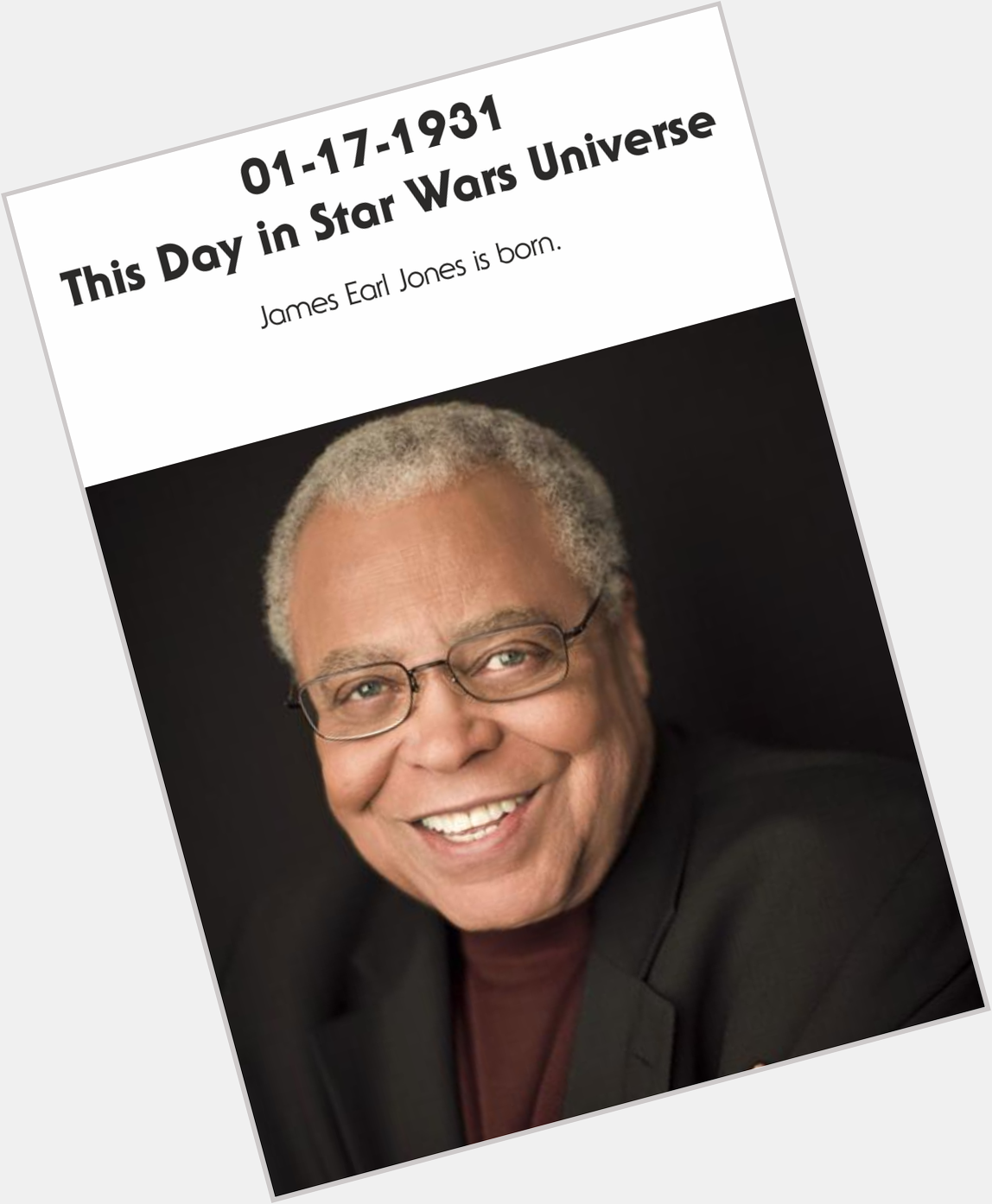 01-17-1931 Join us in wishing a happy birthday to the extraordinary James Earl Jones! 