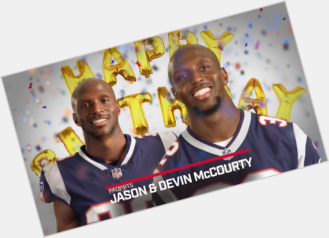 Fellow Patriot teammates and their \twins\ wish Devin and Jason McCourty a Happy Birthday!  
