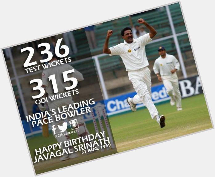 Happy Birthday to India\s leading pace bowler \"Javagal Srinath\". He turns 46 today. 