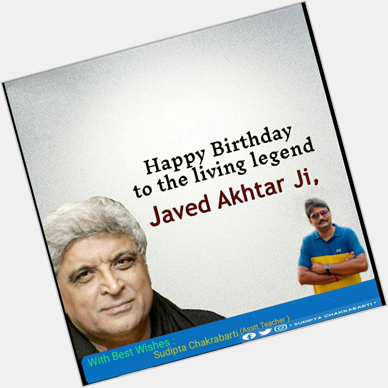 Happy Birthday to the living legend Javed Akhtar Ji.
Happy Birthday 