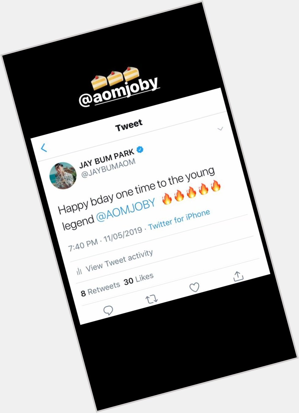[JP IGSTORY] Jay Park shares his message wishing Aomjoby a Happy Birthday 