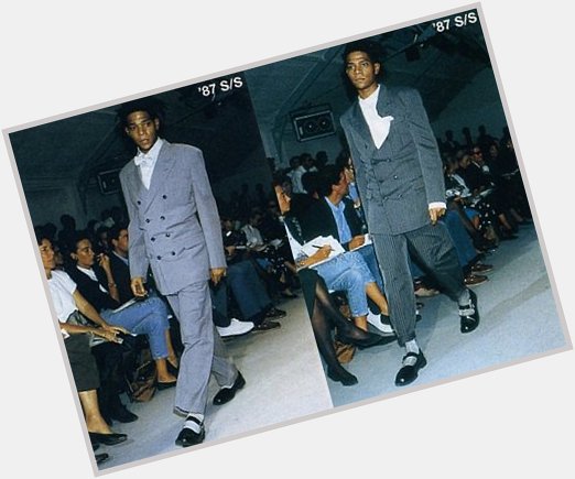 Happy birthday Jean-Michel Basquiat, seen here walking the runway for Comme des Garçons\ spring/summer \87 show. 