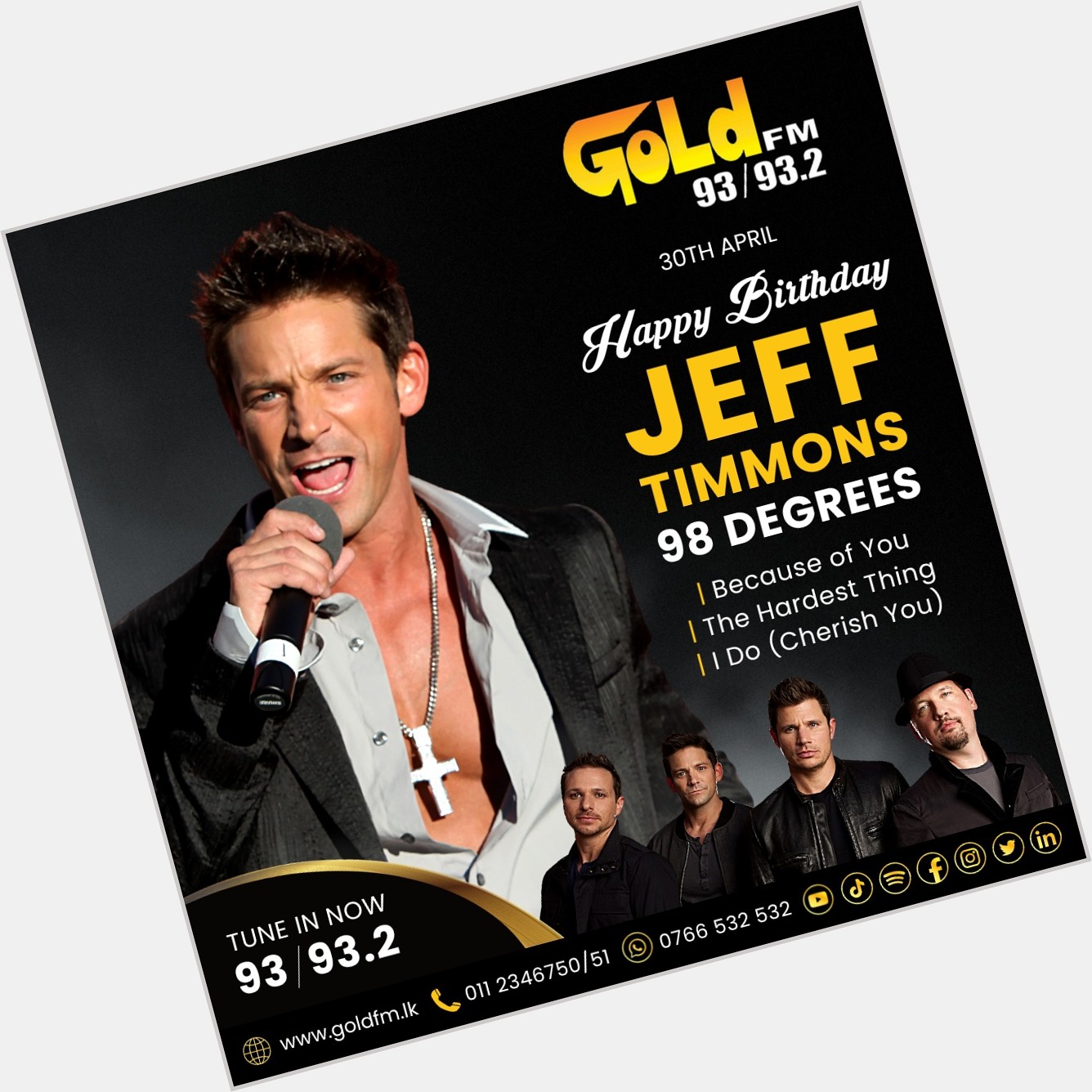HAPPY BIRTHDAY TO JEFF TIMMONS TUNE IN NOW 93 / 93.2 Island wide     