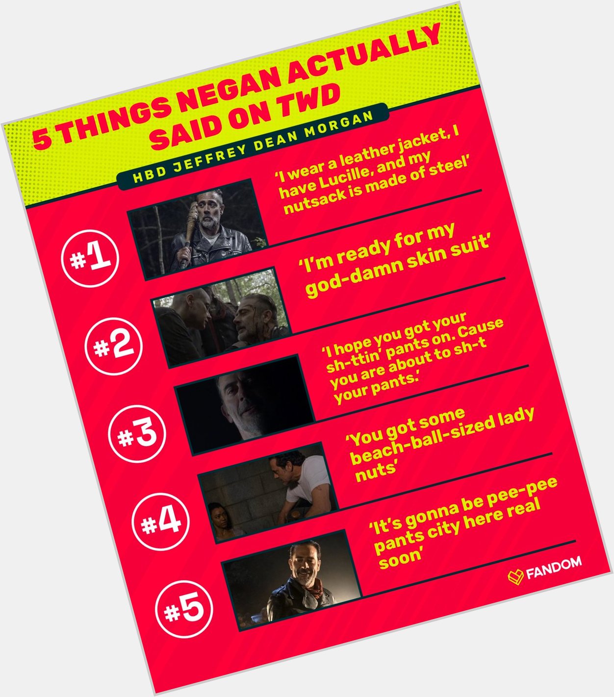 Happy Birthday Jeffrey Dean Morgan  Which of these Negan quotes are you nabbing for your new bio? 