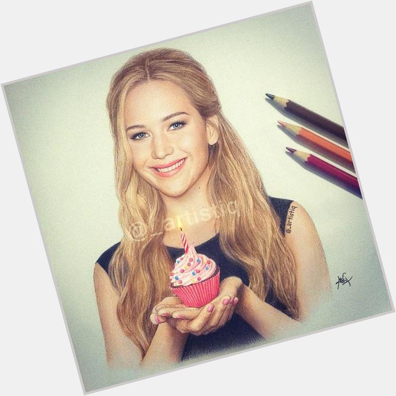 \" Jennifer Lawrence, drawn with colored pencils!  Happy 25th Birthday Jen!!   \" by  