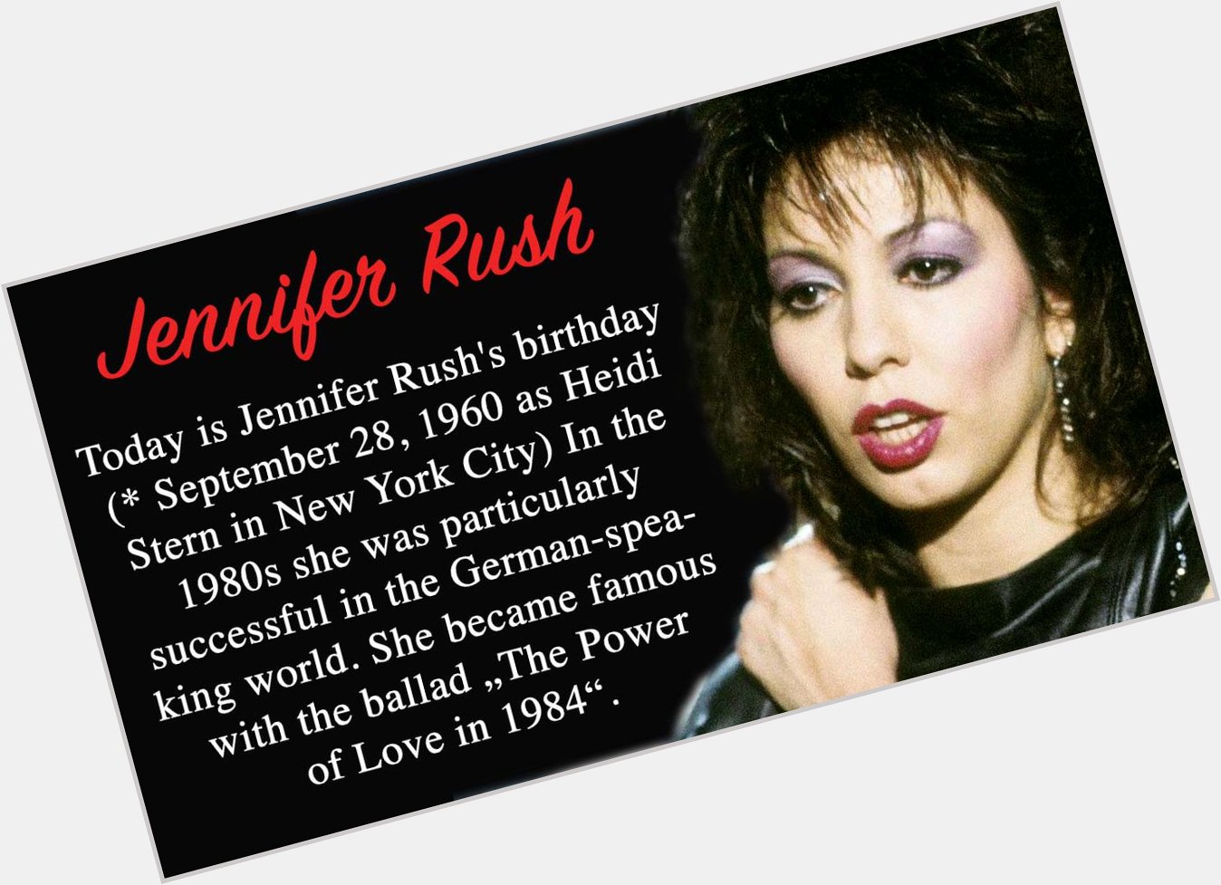 Happy Birthday Jennifer Rush
 