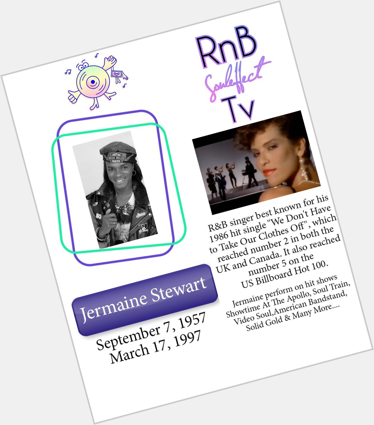 Happy Soul Legend Birthday 
Jermaine Stewart  