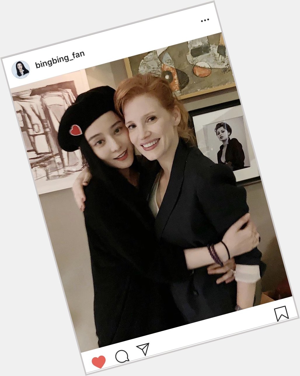 Fan Bingbing s new IG post and story. Wishing Jessica Chastain a happy birthday. 
