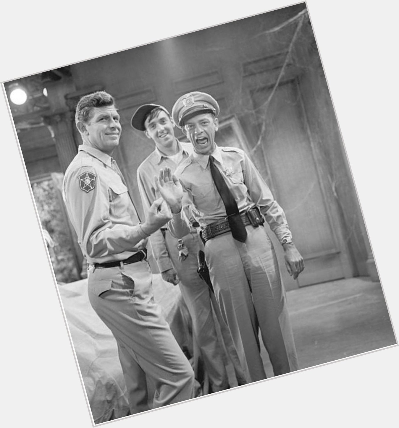 Happy birthday Andy Griffith.
Between scenes of The Andy Griffith Show, with Don Knotts & Jim Nabors
CBS, 1963 