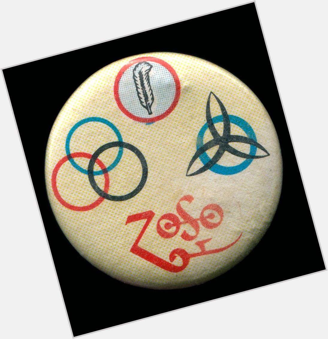 Happy birthday to Jimmy Page from Led Zeppelin! Here\s a badge with the band\s symbols  