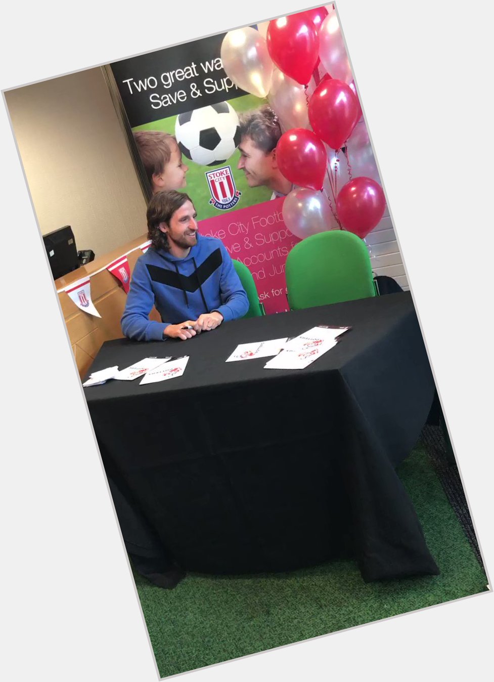 One very happy Potter met Joe Allen at LeekUnited earlier today...

And gets a happy birthday from the Welshman 