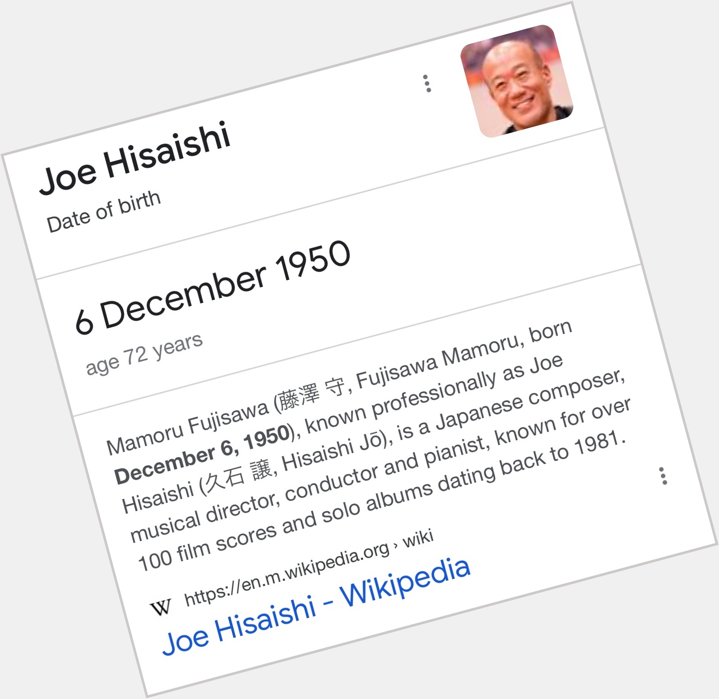 Happy Birthday to the king that is Joe Hisaishi   