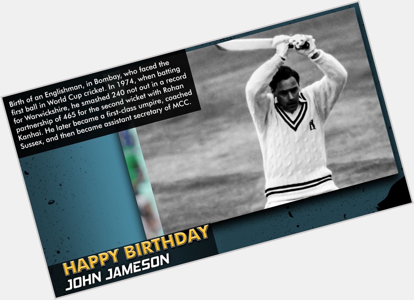 Happy Birthday! John Alexander Jameson, who faced the first ball in  