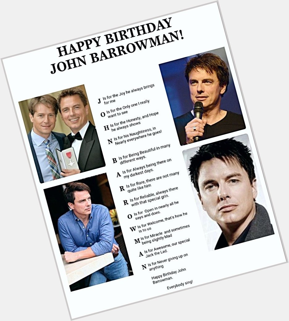 Happy Birthday Mr John Barrowman!! I hope you have a wonderful magical day. Here\s to another 50!   