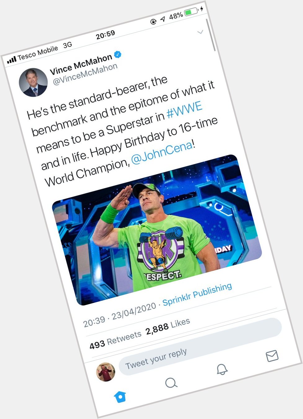 Love how Vince McMahon says happy birthday to John Cena vs how he says happy birthday to his actual son Shane 