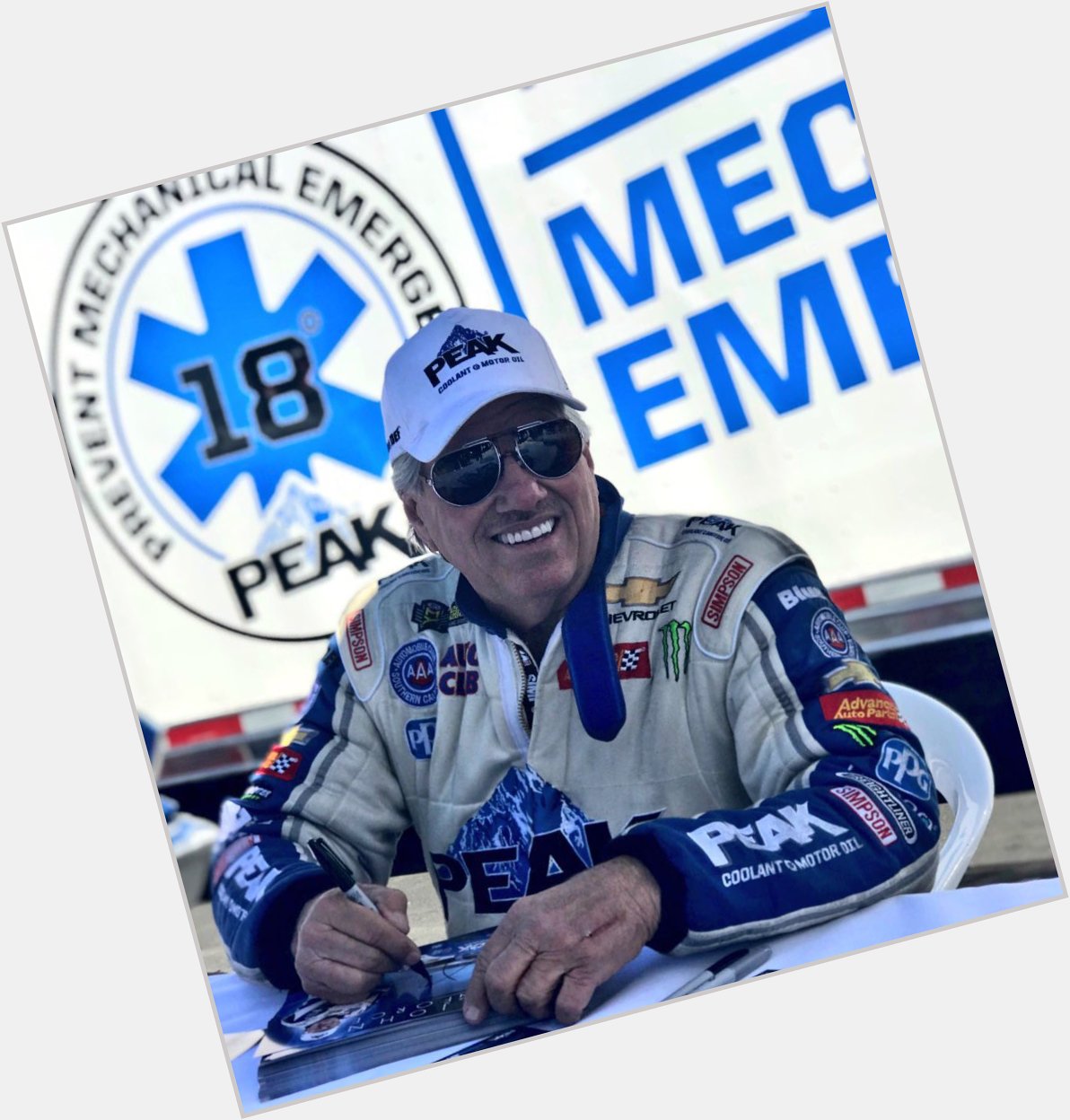 Everybody wish John Force a Happy Birthday. He said he wants his fans to buy some PEAK for his birthday 