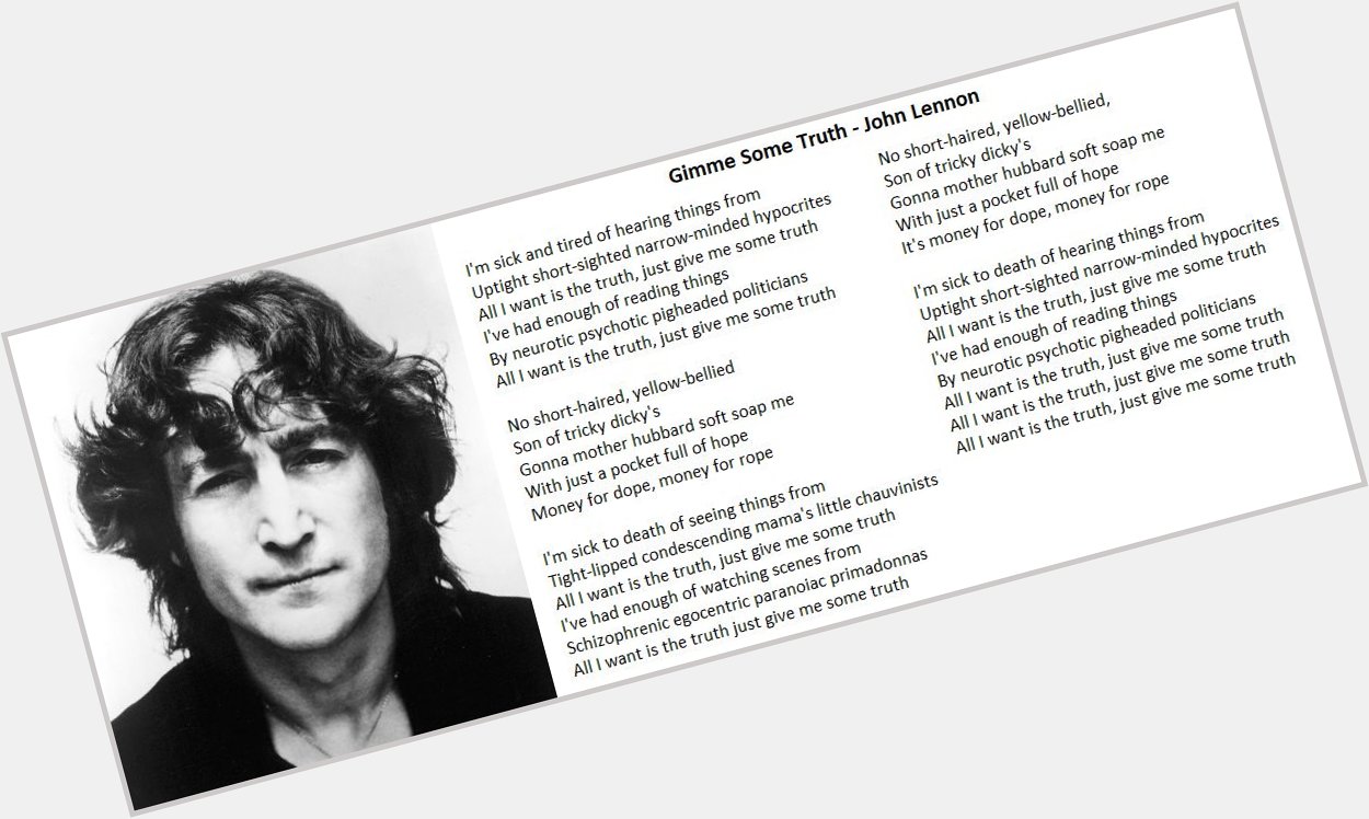 Happy birthday, John Lennon!

Timeless lyrics 