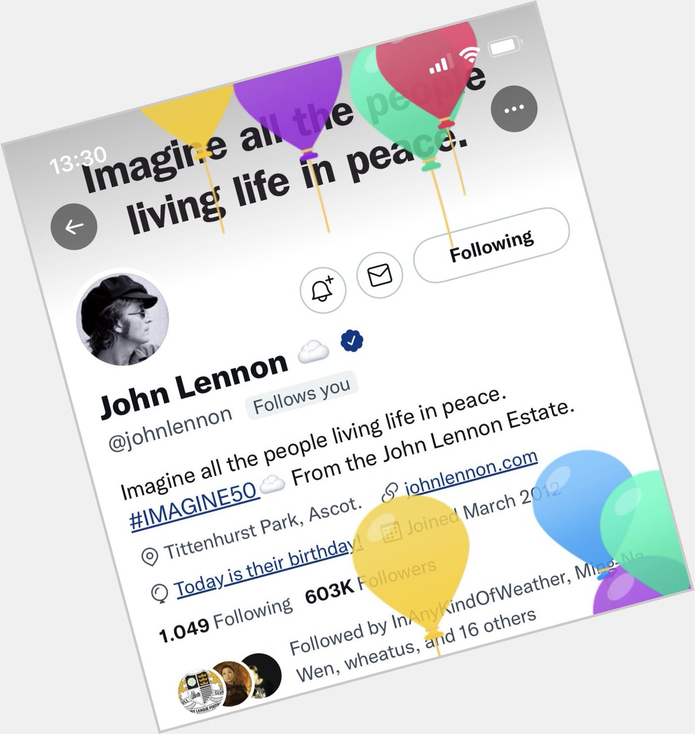HAPPY BIRTHDAY JOHN LENNON. 