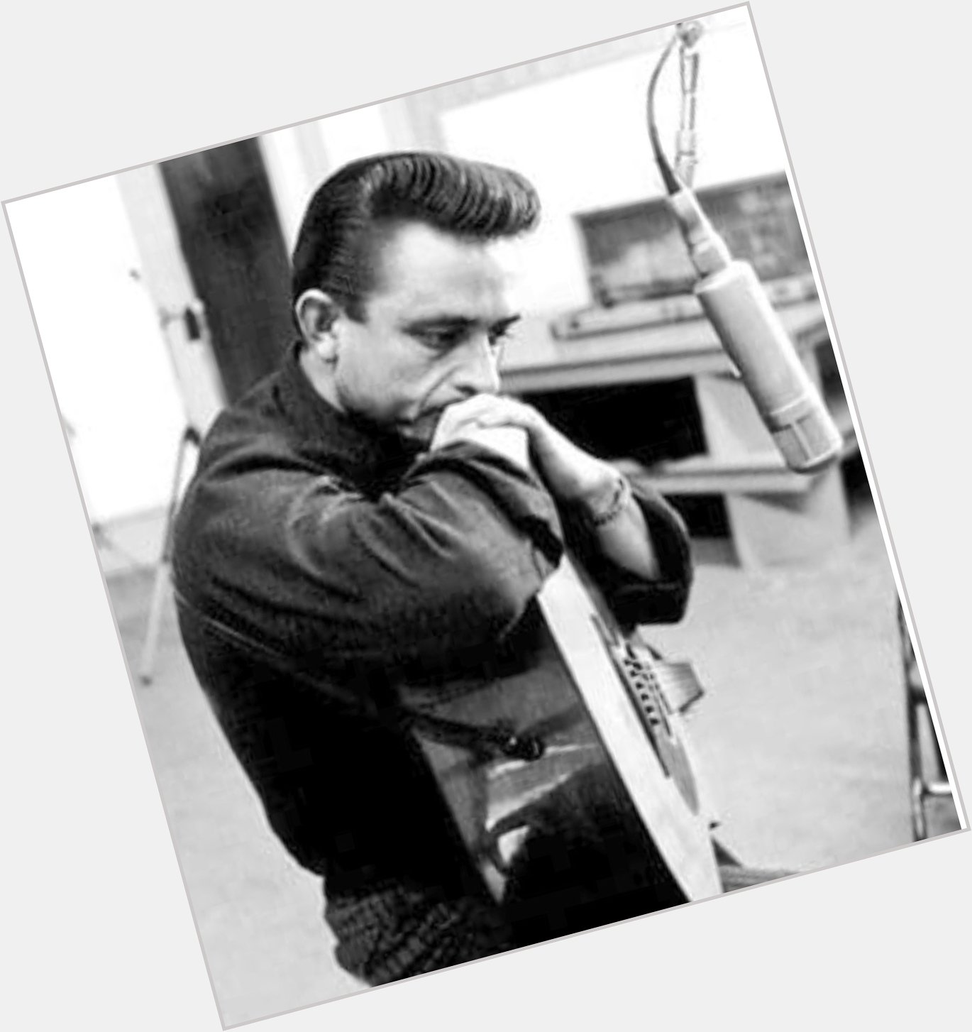 The Man in Black looking thoughtful in the studio... Happy birthday to one of the songwriting greats, Johnny Cash. 
