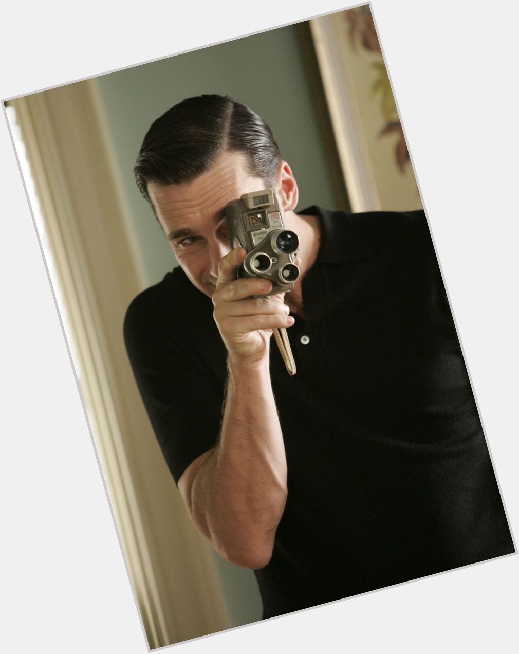Happy 44th Birthday to today\s über-cool celebrity wi/an über-cool camera: JON HAMM with a Bell & Howell 333 