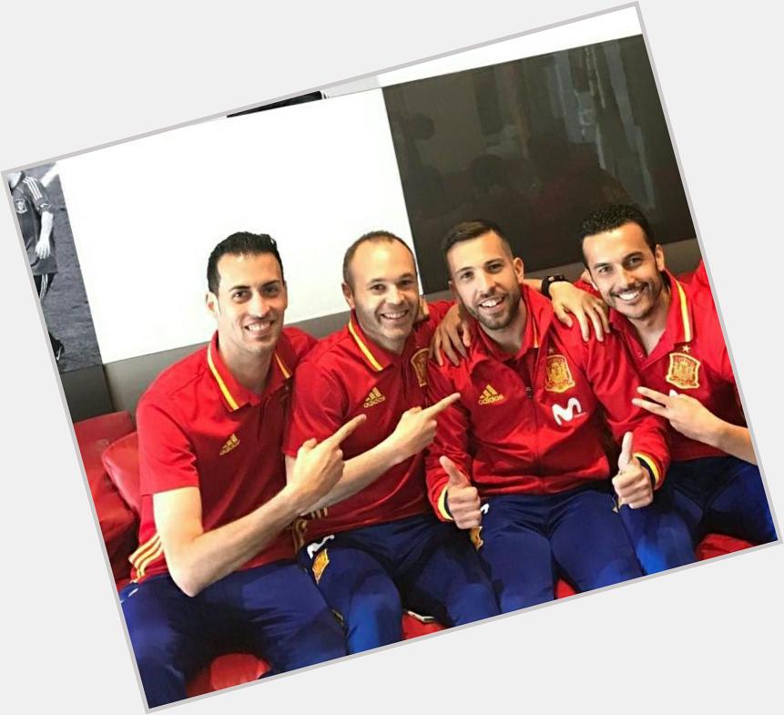 Players saying happy birthday to Jordi Alba 