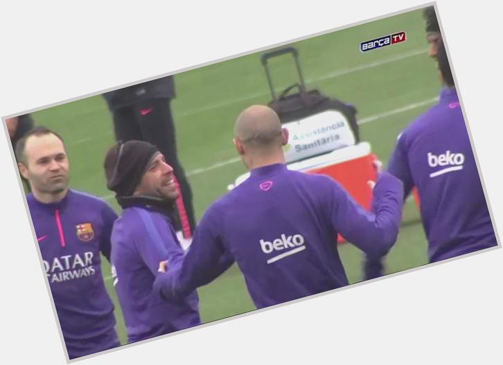   The players saying happy birthday to Jordi Alba. Mes que un club  Team spirit >>>