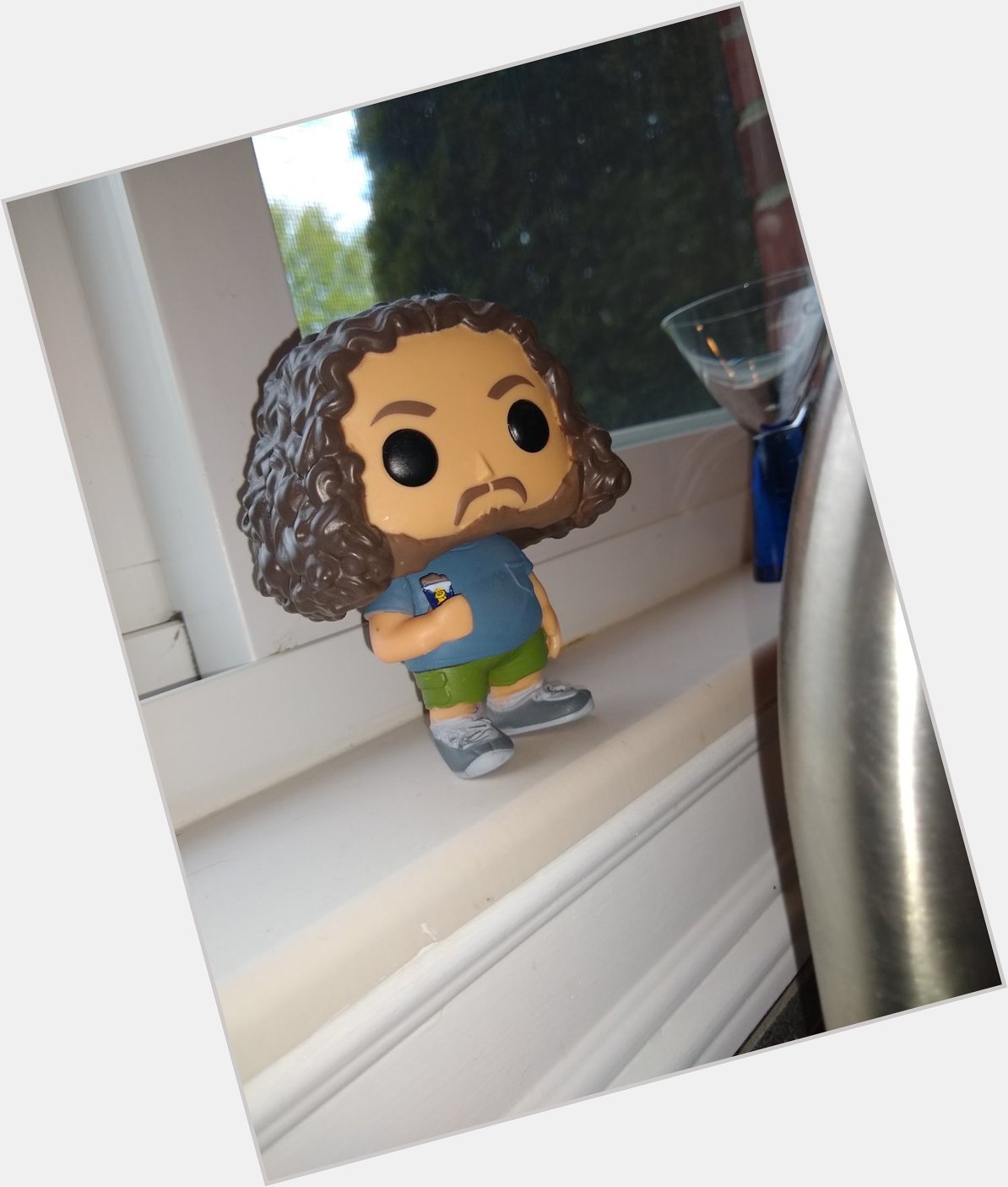 Happy birthday to Jorge Garcia.
Here he is on our kitchen window sill.  