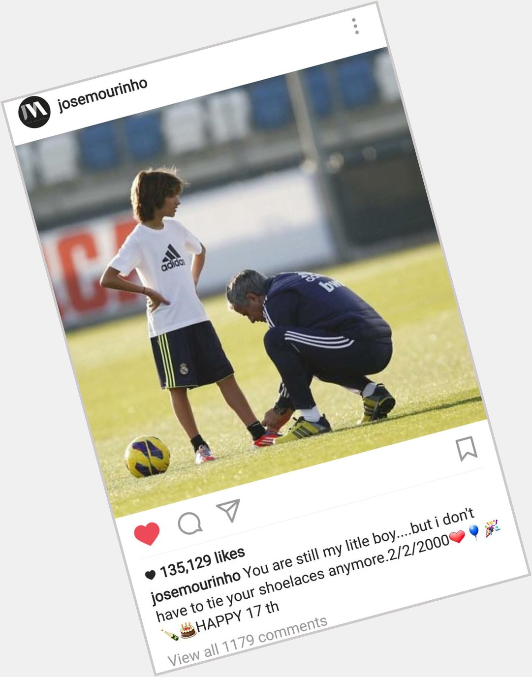 José Mourinho wishes his son a Happy Birthday on Instagram Happy Birthday José Mário, Jr! 