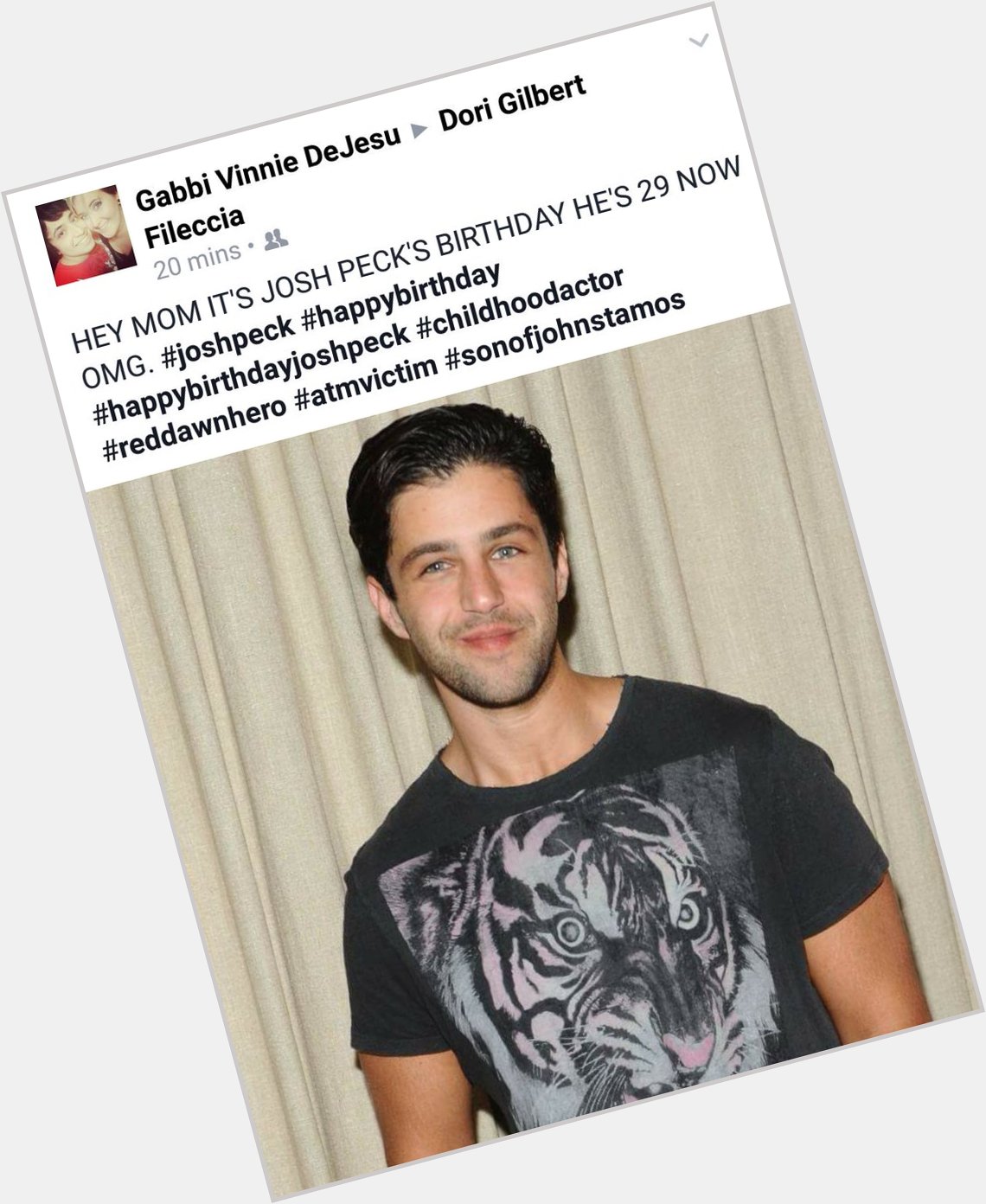 When you and your friends spam your mom\s FB wall because its Josh Peck\s birthday. HAPPY BIRTHDAY, !! 