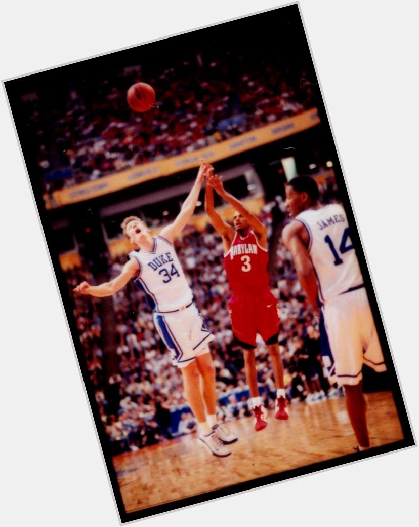 Juan Dixon shoots over Dukes Mike Dunleavy at the NCAA Semifinal, 2001. Happy Birthday Juan!  