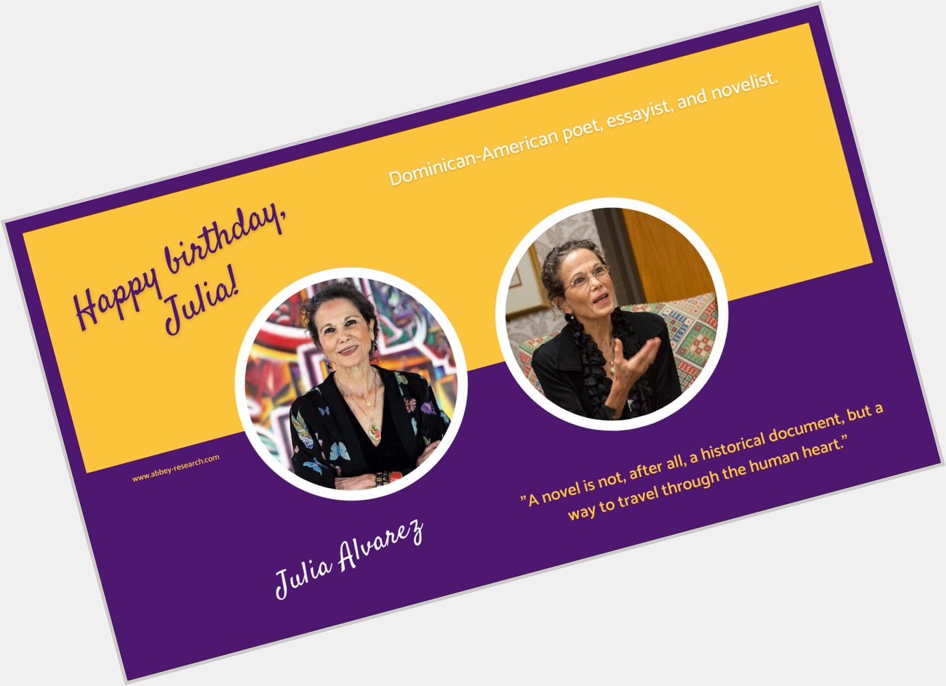Join in wishing Julia Alvarez a happy birthday for today\s post! 