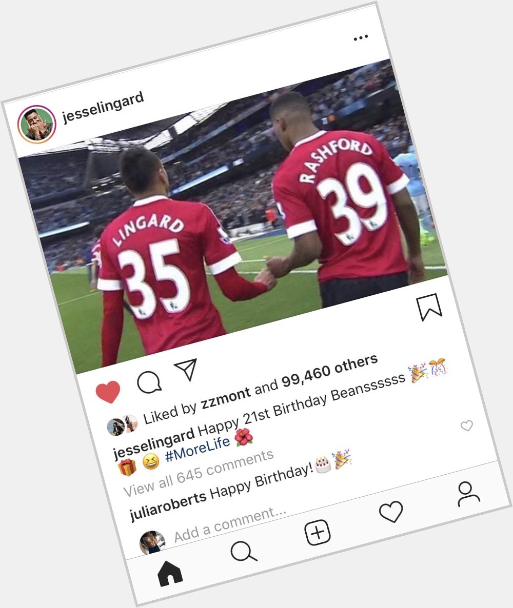 Why is Julia Roberts wishing Rashford a happy birthday on Lingard s Instagram account? 