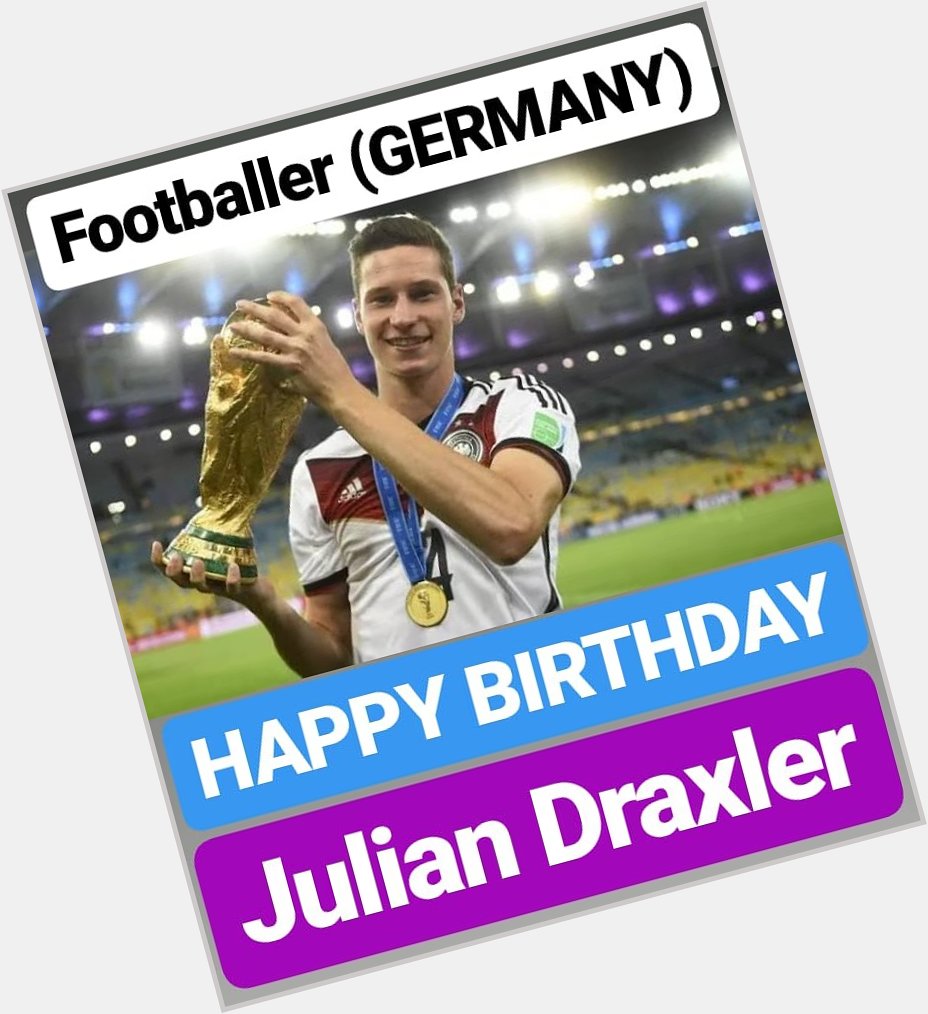 HAPPY BIRTHDAY 
Julian Draxler FAMOUS FOOTBALL PLAYER 
GERMANY 