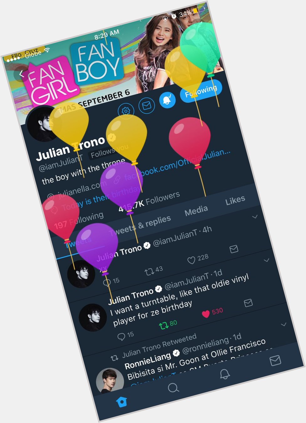May pa balloons ang message!
Happy birthday Julian Trono 