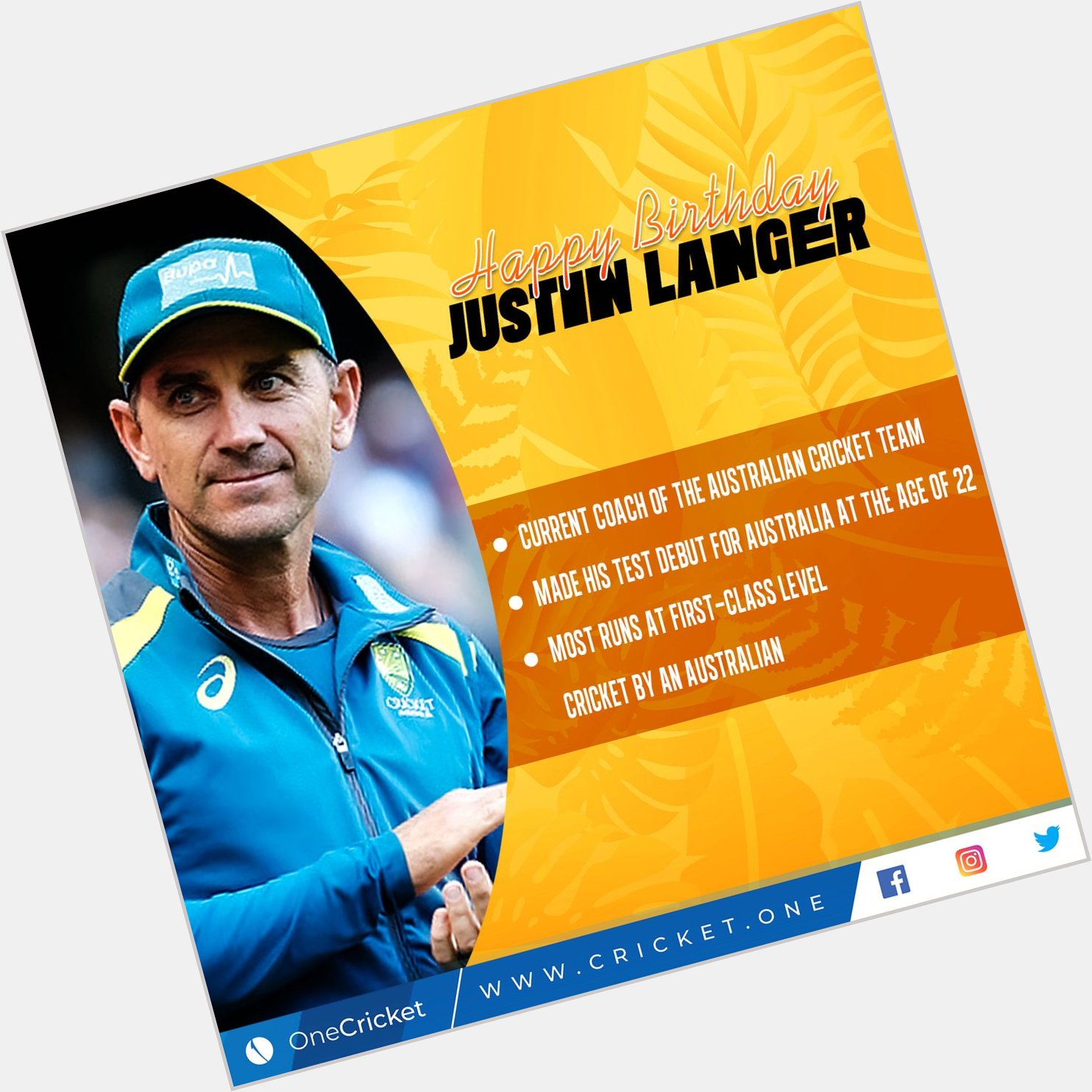 Wishing Australian cricket team\s head coach Justin Langer a very happy birthday!  