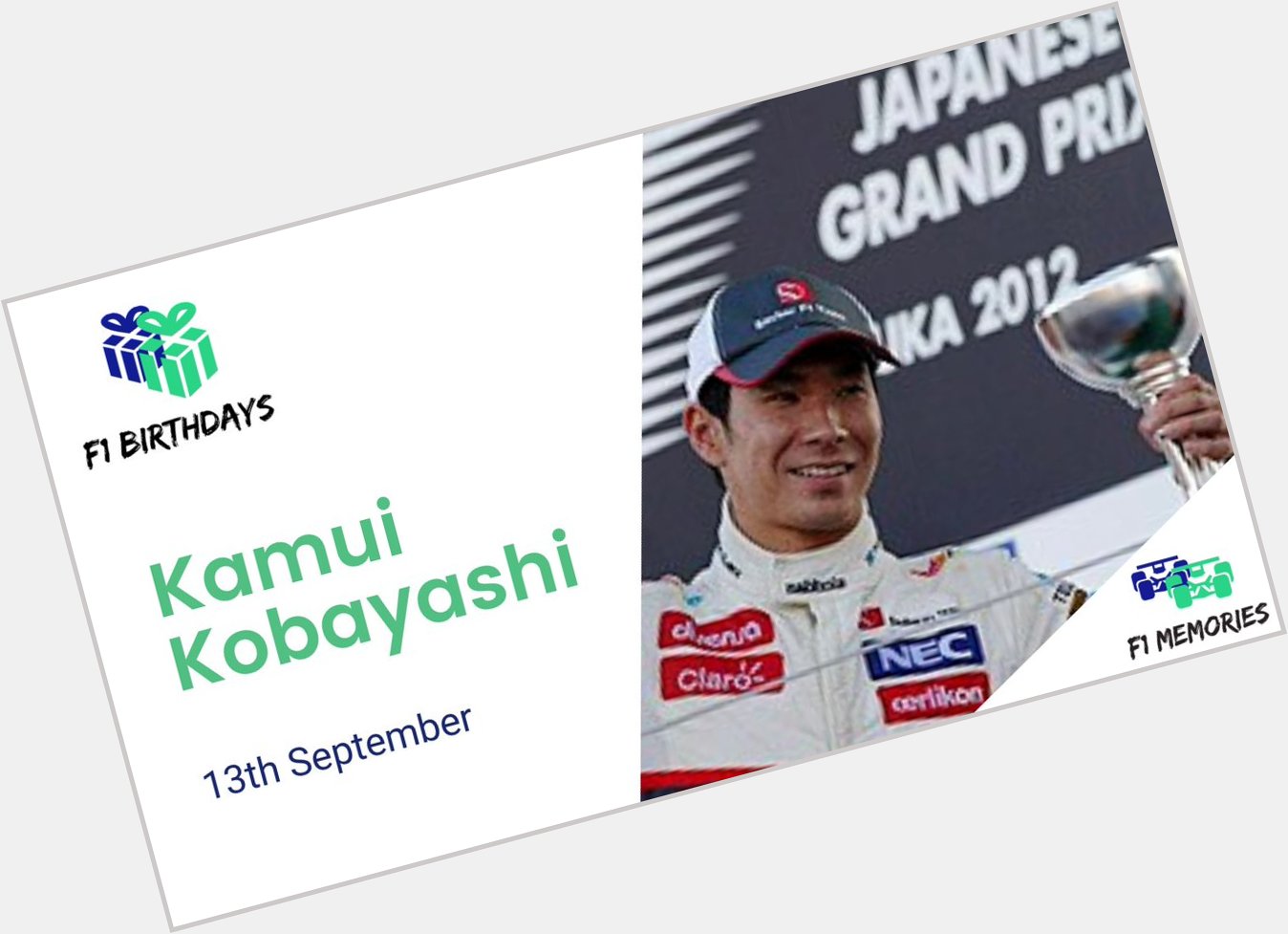 Happy birthday to former Toyota, Sauber & Caterham driver Kamui Kobayashi!!   