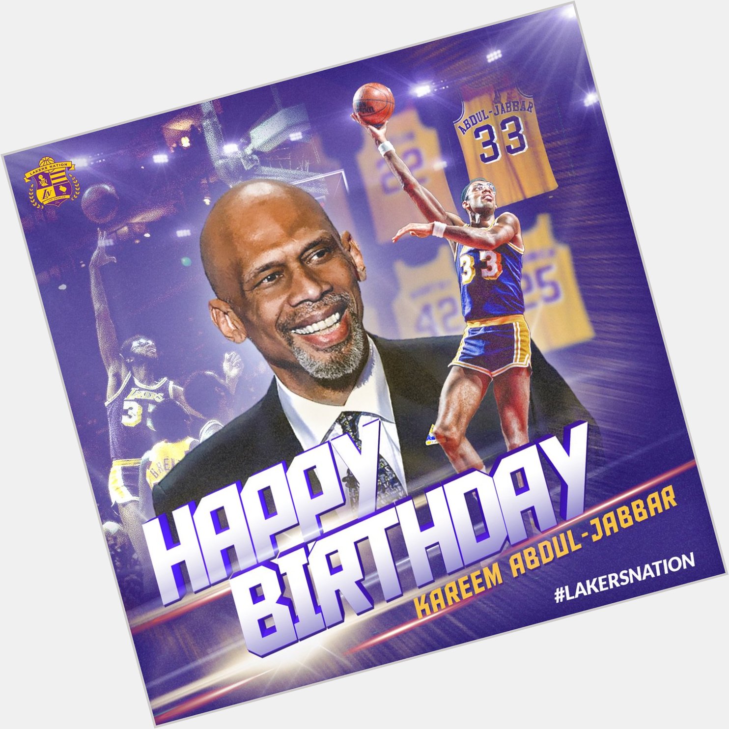 Join us in wishing Lakers legend Kareem Abdul-Jabbar ( a Happy 70th Birthday! 