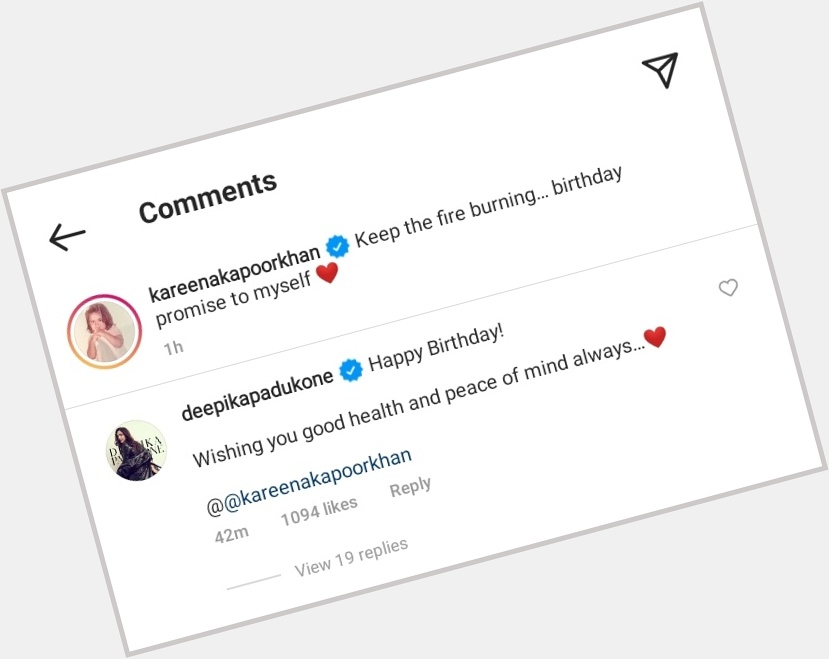 [Instagram] Deepika Padukone commented under Kareena Kapoor Khan\s latest post wishing her Happy Birthday 