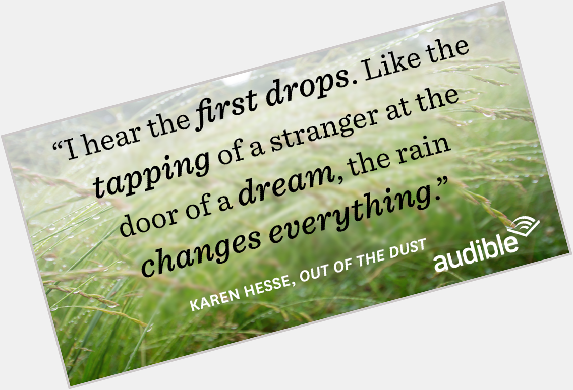 Happy Birthday to author Karen Hesse, author of the Newberry Award-winning Out of the Dust.  