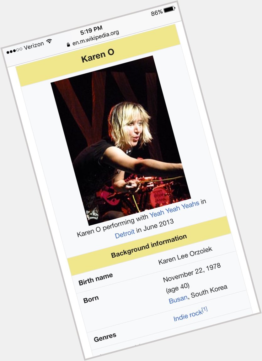 You, a philistine: Happy Thanksgiving!

Me, an intellectual: Today is Karen O\s birthday. 