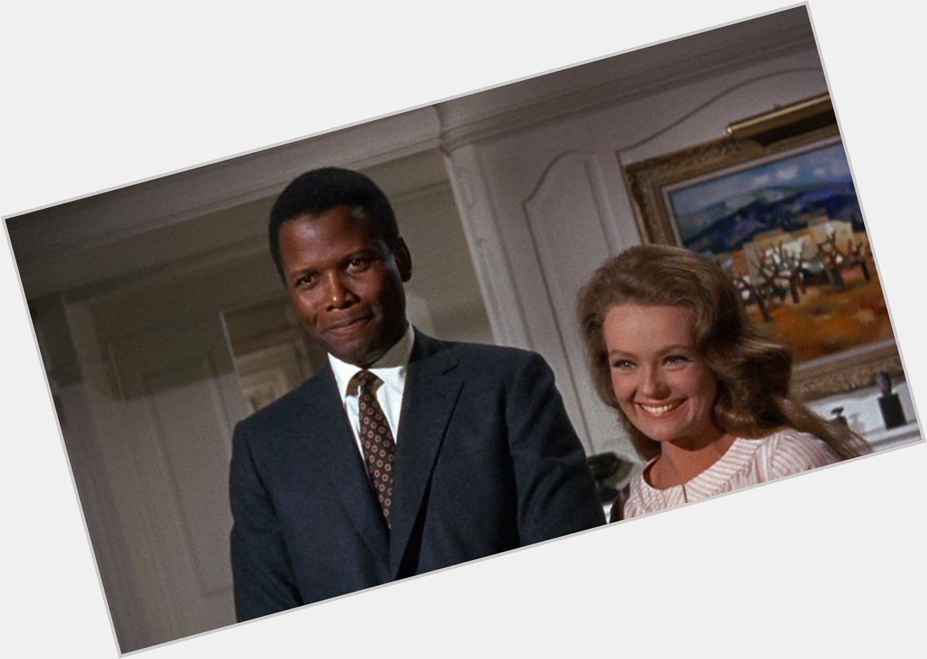 Happy birthday to Katharine Houghton!  Here she is with Sidney Poitier in \"Guess Who\s Coming To Dinner\" from 1967. 