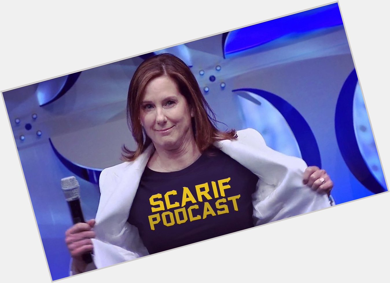 Happy birthday to Kathleen Kennedy. Kath, you look great in a Scarif Tee!  