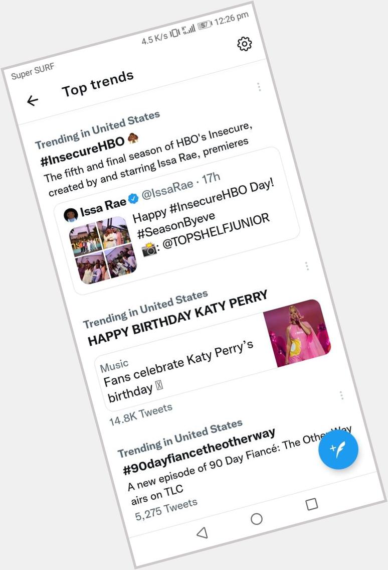 HAPPY BIRTHDAY KATY PERRY is on trending topics you guys are insane       