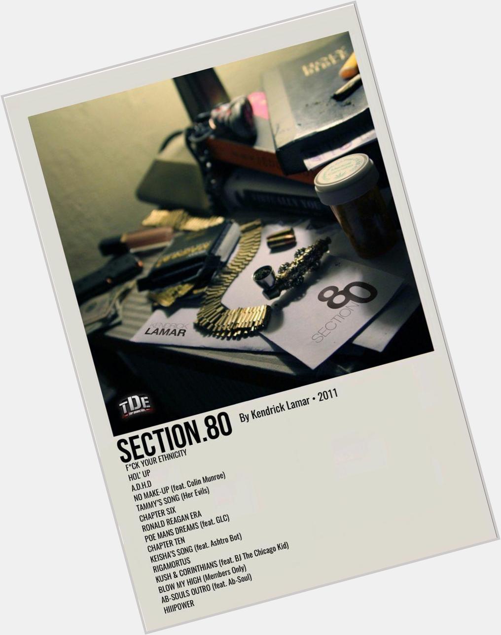 Happy birthday to \"section.80\" by Kendrick Lamar, 11 years and i love this album. 