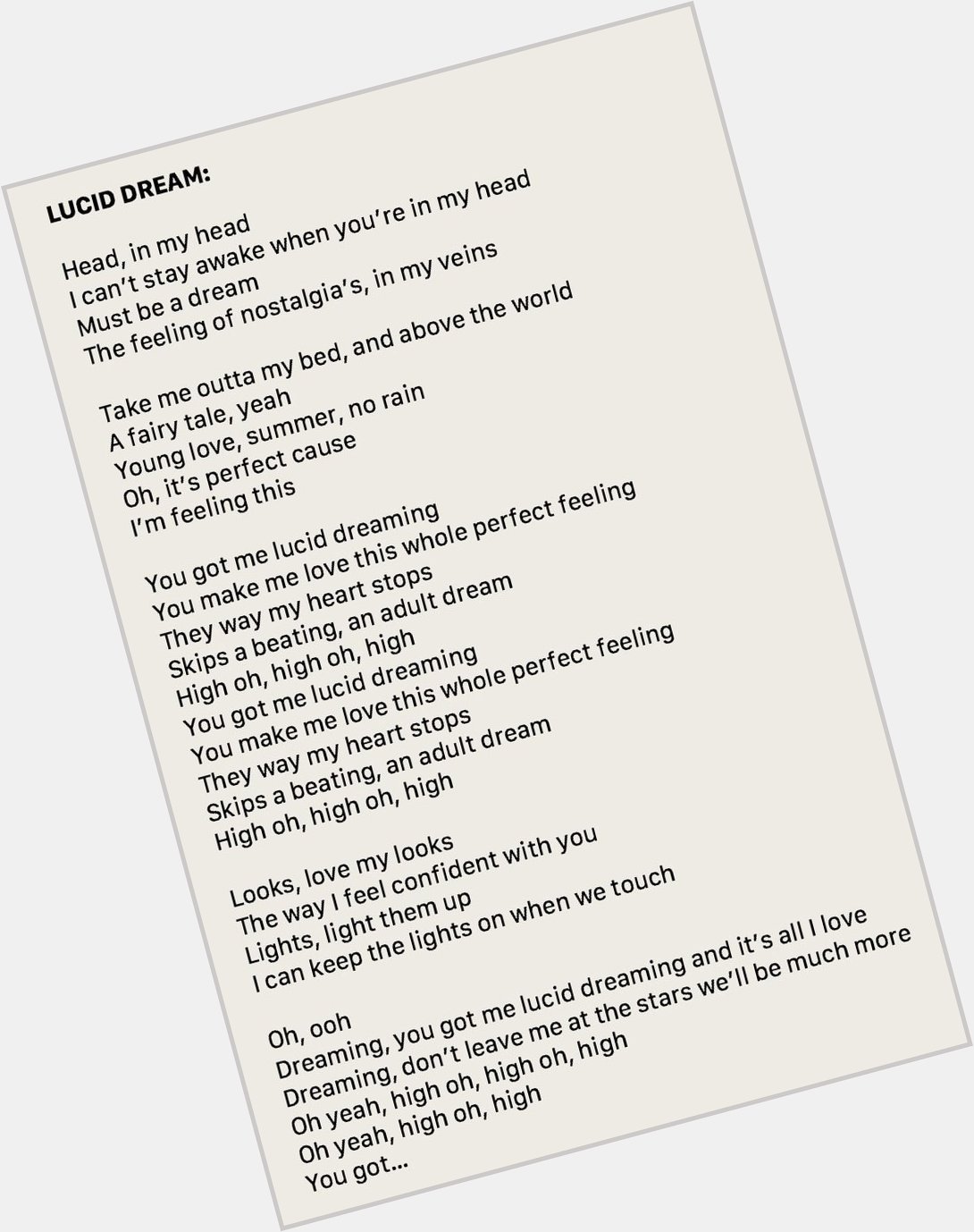 Happy birthday Kesha,
Some potential new lyrics to an unreleased bop, Lucid Dream   