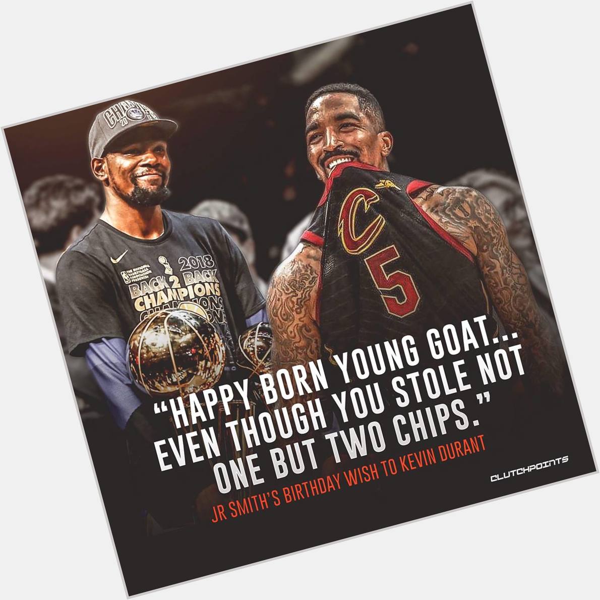 JR Smith ( ) wishes Kevin Durant ( ) a Happy Birthday while also throwing some shade. 