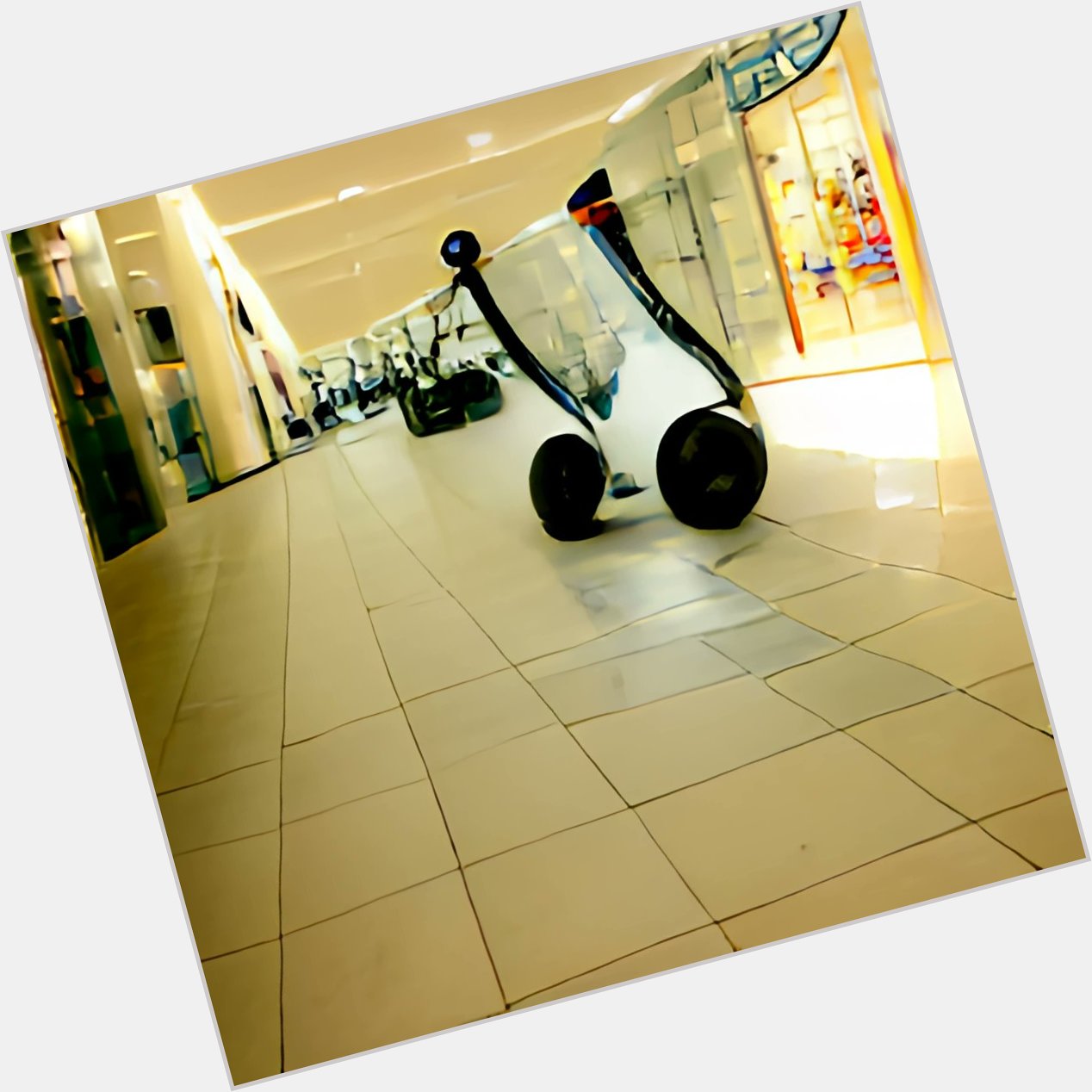 Happy Birthday, Kevin James! Segways at the shopping mall - generated by Dall-E Mini 