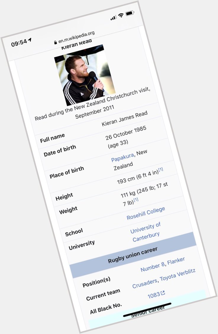 Happy birthday Kieran Read! - if you have your phone with you 