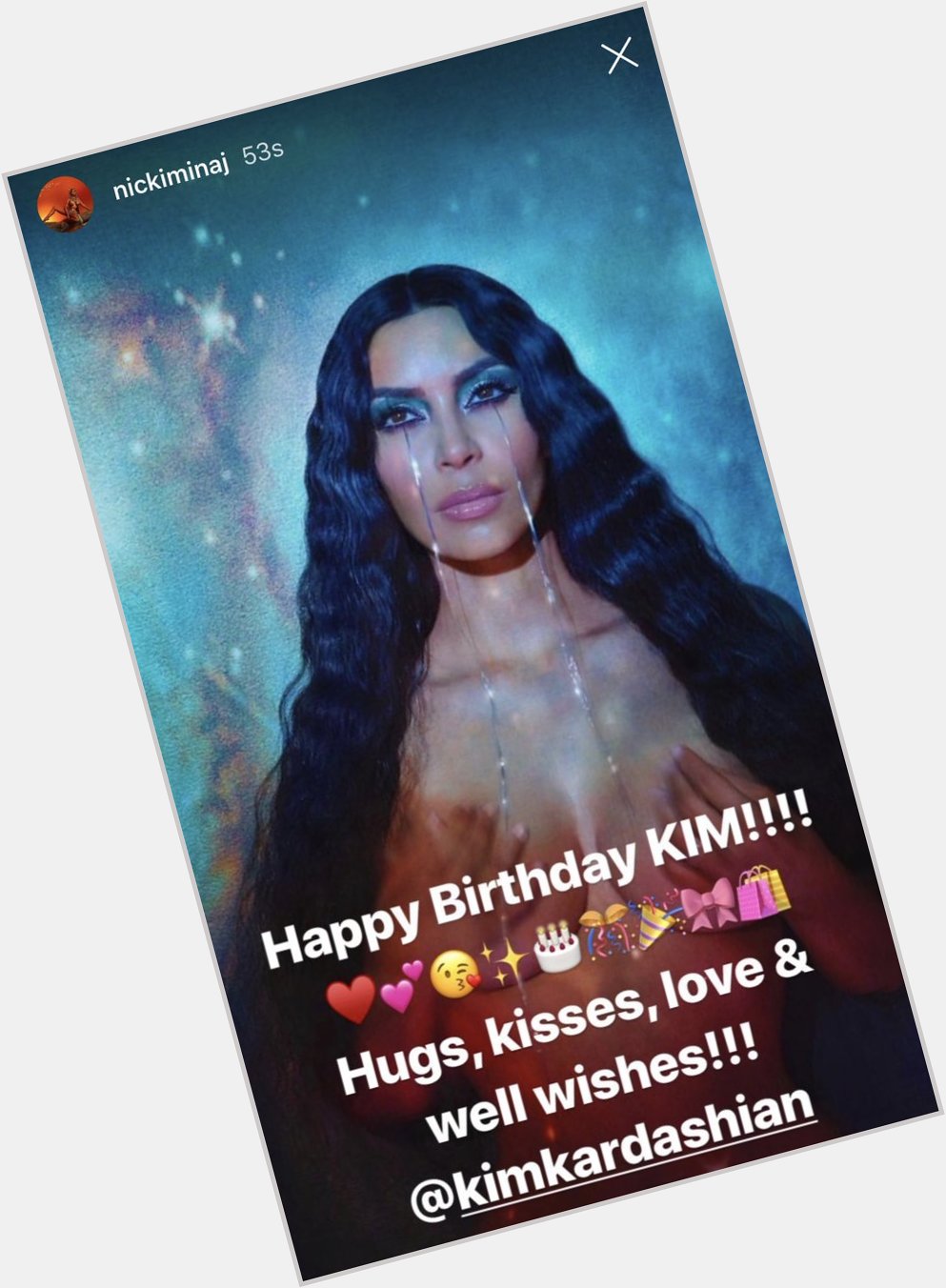 . wishing Kim Kardashian a Happy Birthday on her Instagram story. 