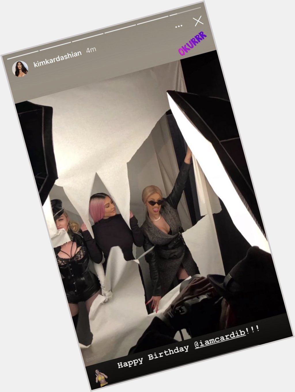 Kim Kardashian wishes Cardi a happy birthday on Instagram.  